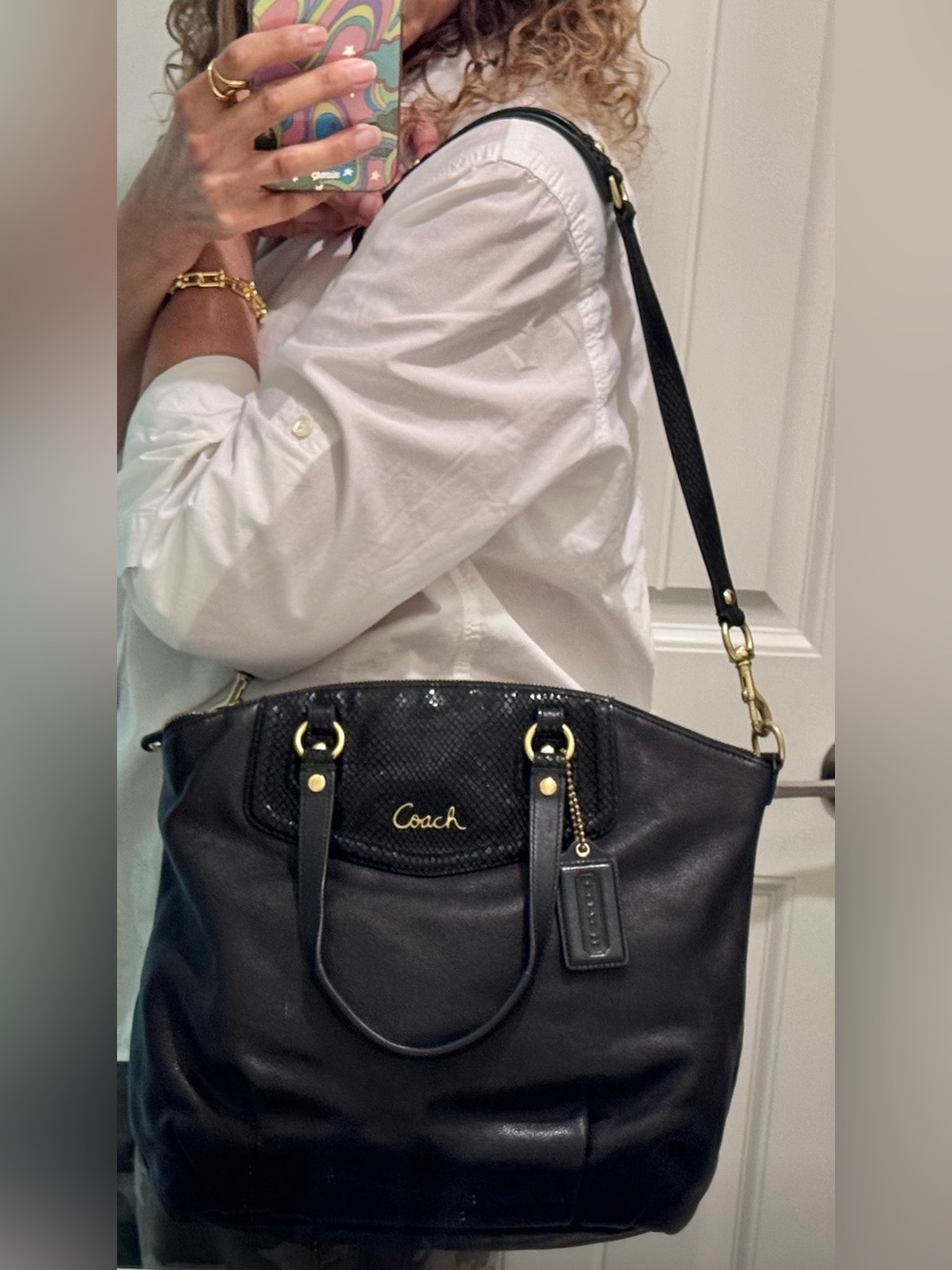 Coach Ashley snake embossed leather trim